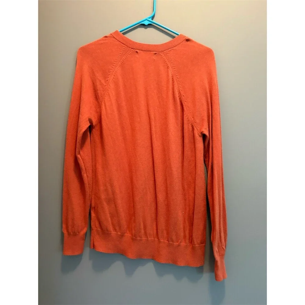 Banana Republic Sweater Mens M Rust Orange Lightweight V-Neck Pullover